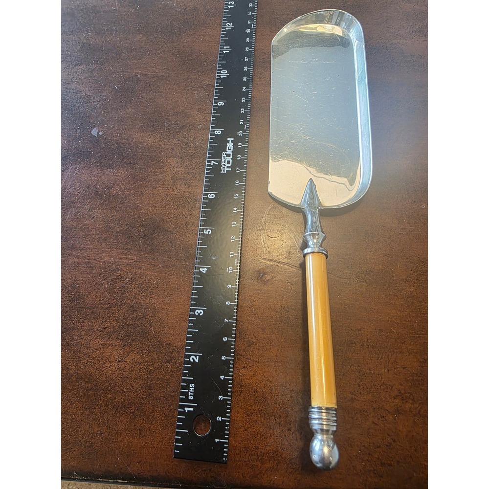 Vintage Silver Plated Silent Butler Crumb Tray Table Sweeper Cream Handle 12.5"